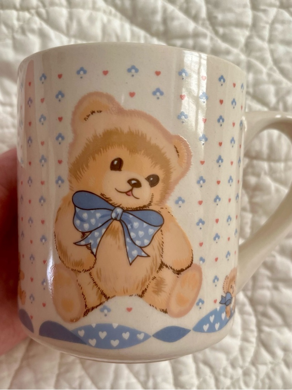Theodore Bear by TIENSHAN Cute Teddy Ceramic Mugs with Blue Bow (Set of 2) EUC - Picture 5 of 10